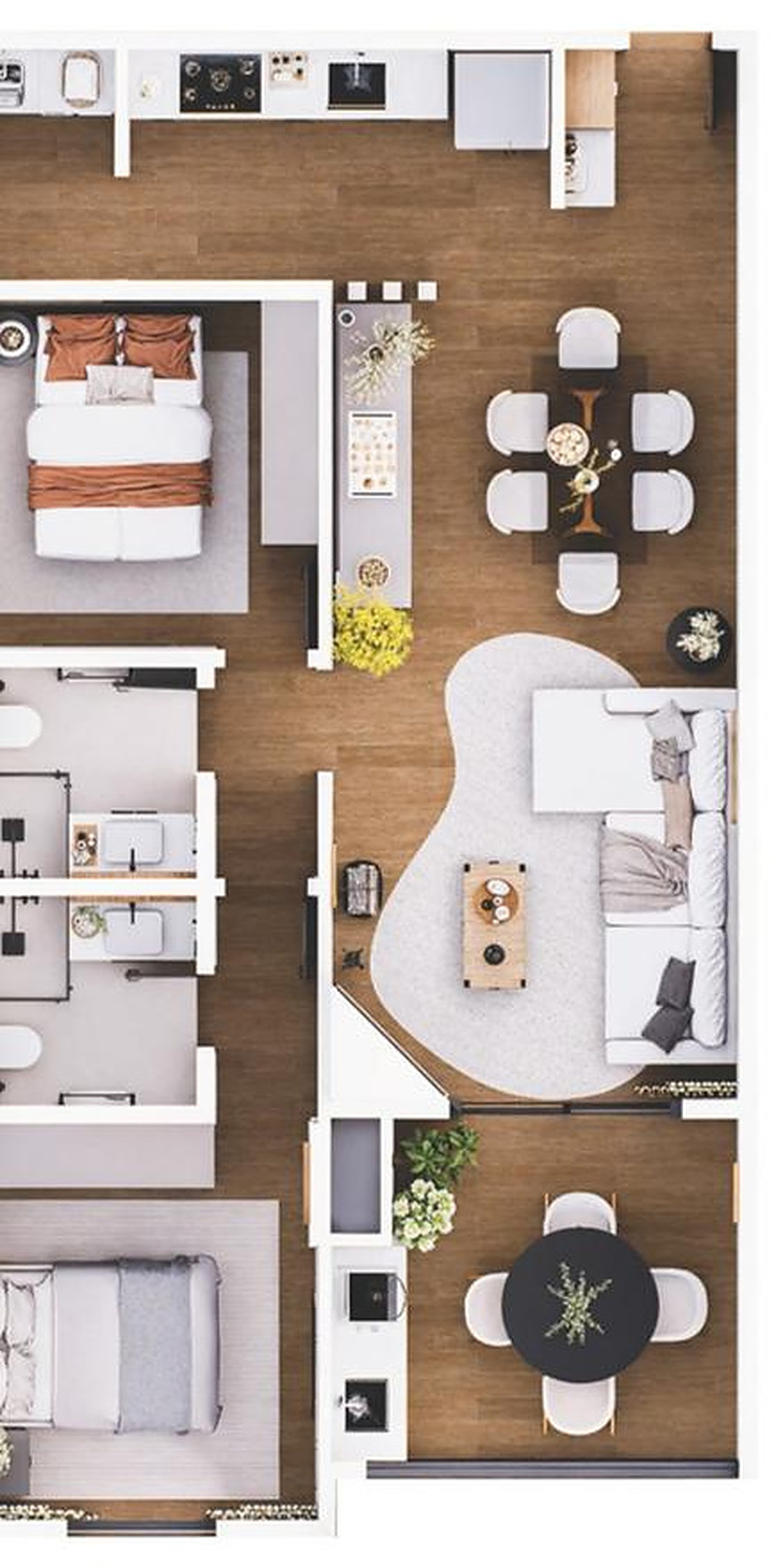 Planta humanizada — Tipo 01, 86,40 m²